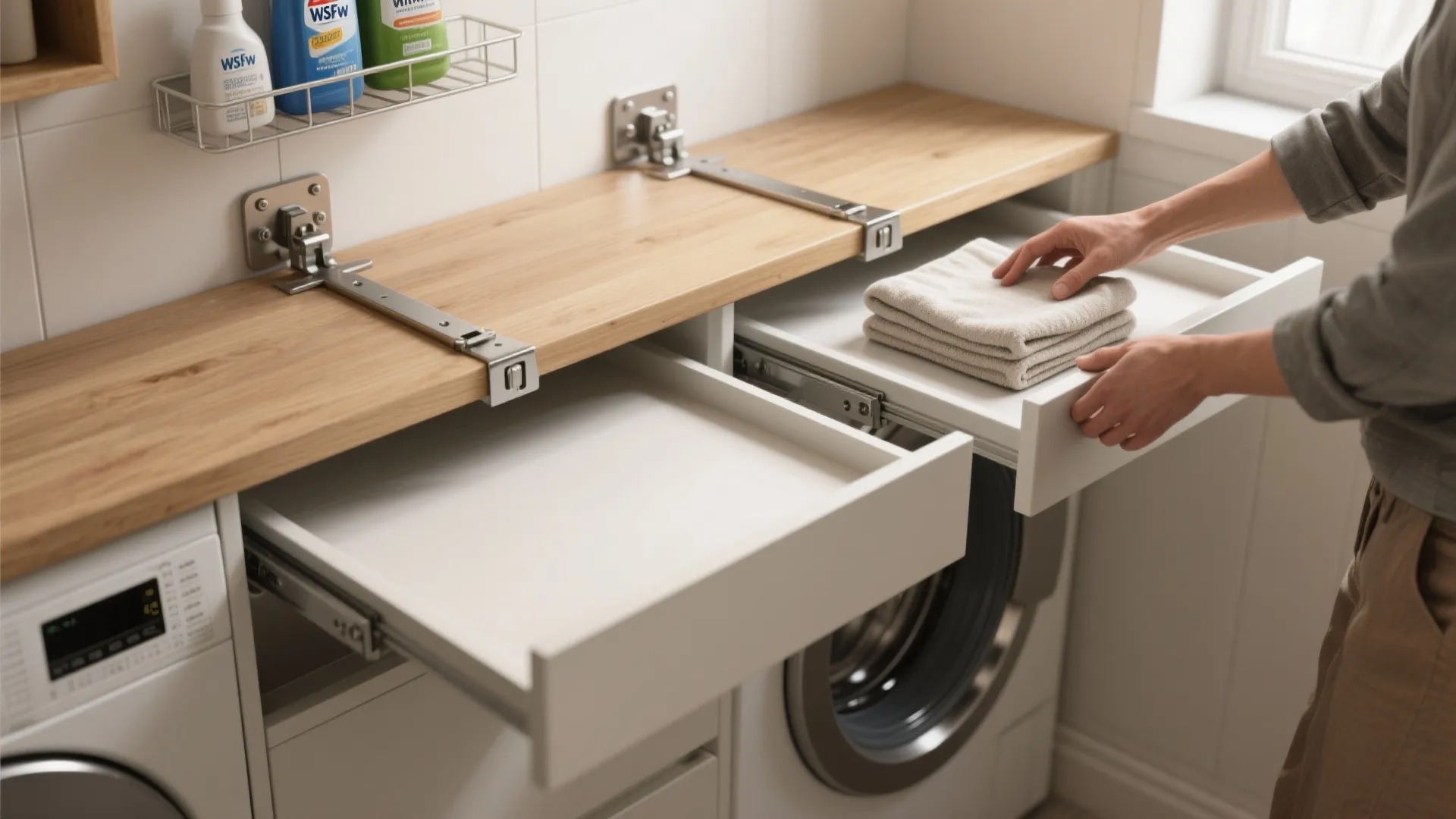 2. Fold-down worktop that disappears