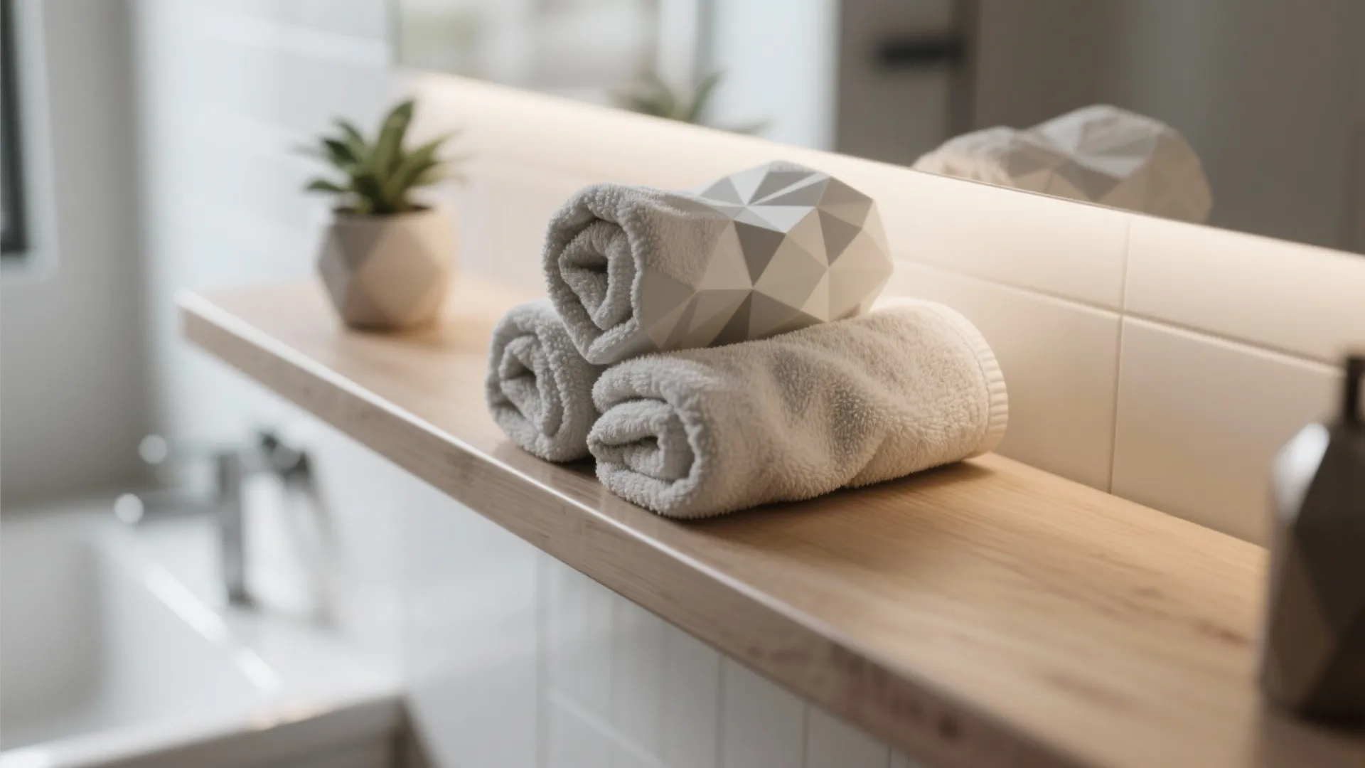 1. Folded Sculptures on a Floating Shelf