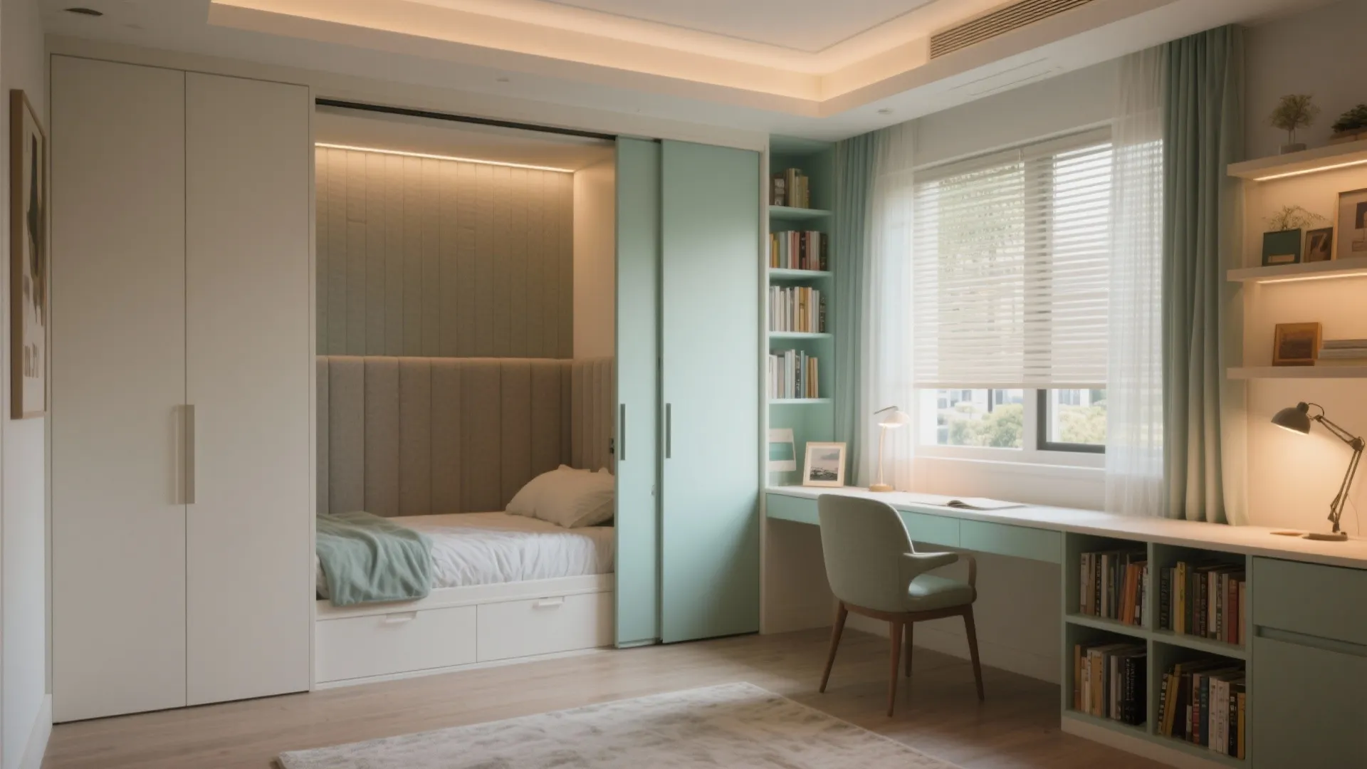 Guest room by day, study by night: the folding-bed hybrid