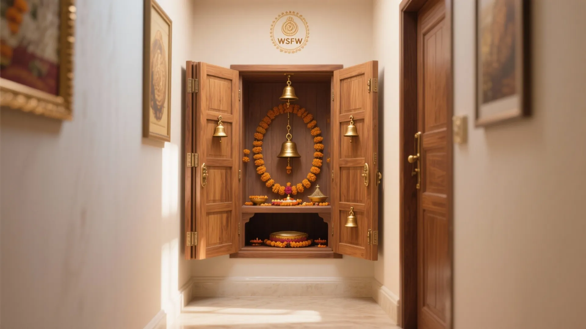 Bell-Inlaid Folding Doors