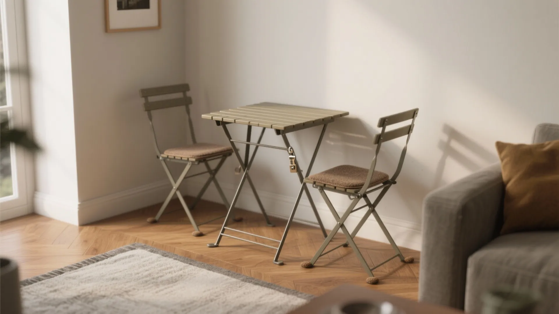 1. Folding bistro table that tucks away