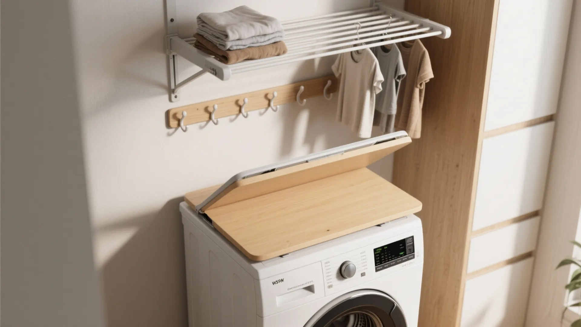 4. Removable folding board + wall drying rod