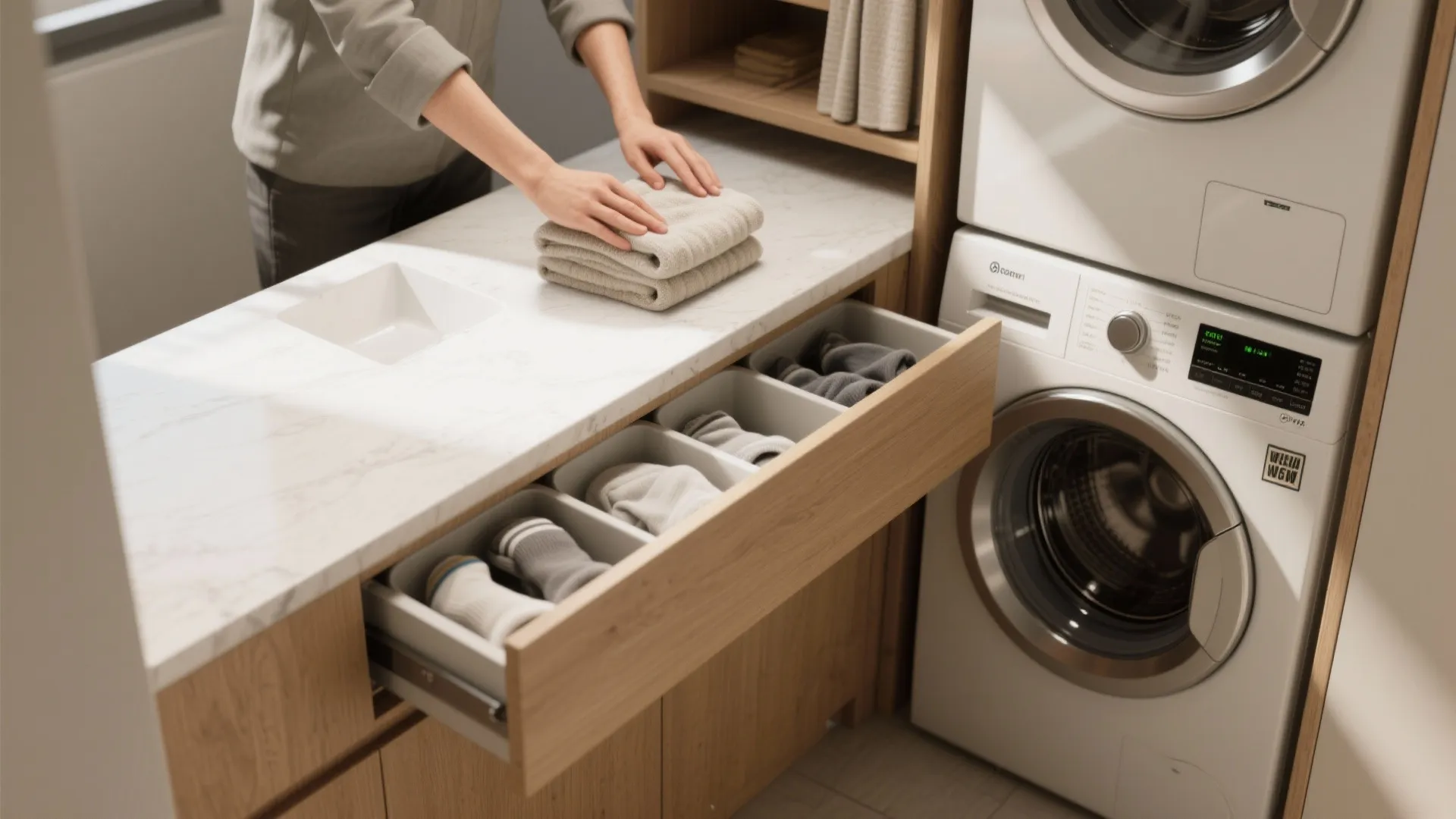 3. Folding countertop that bridges the machines