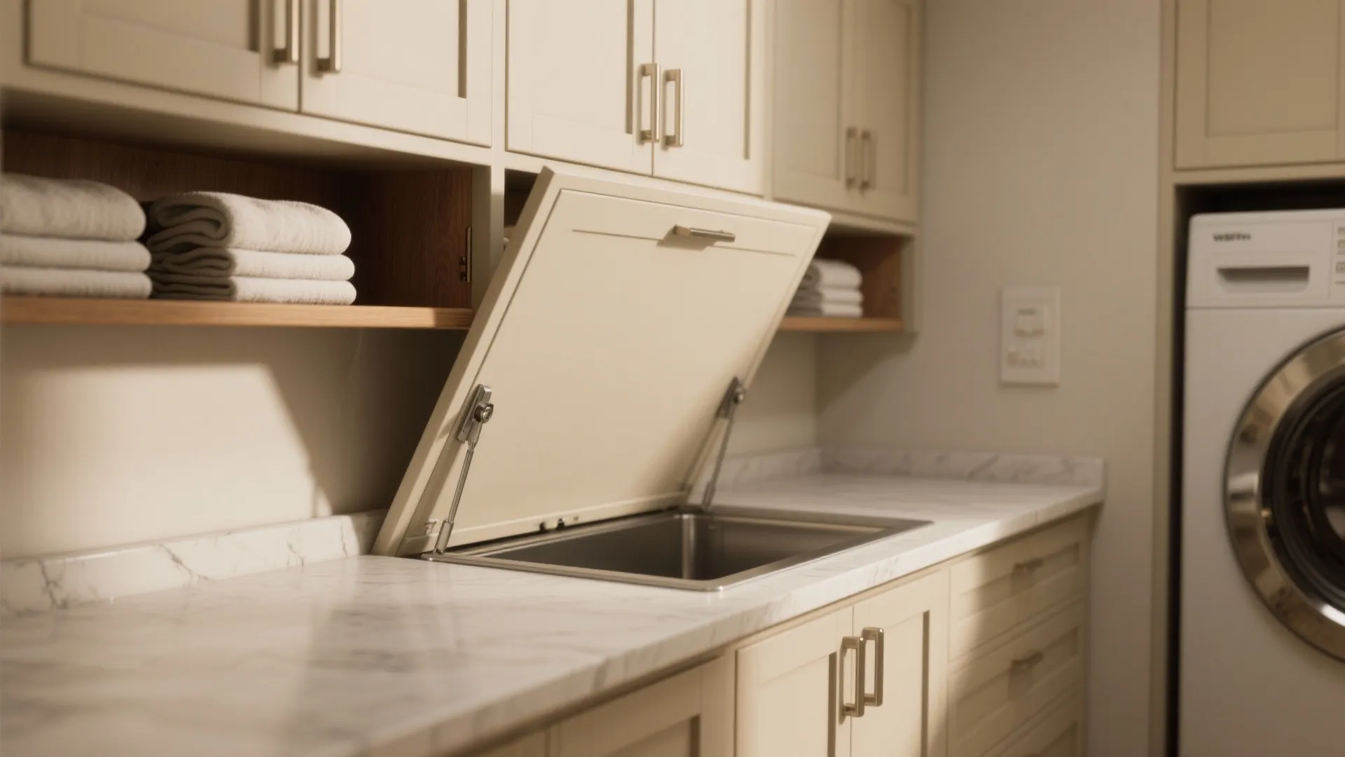 2. Wall Cabinets Paired with a Folding Counter