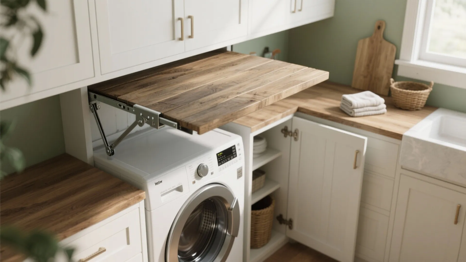 2. Overhead Folding Counter and Hidden Pantry