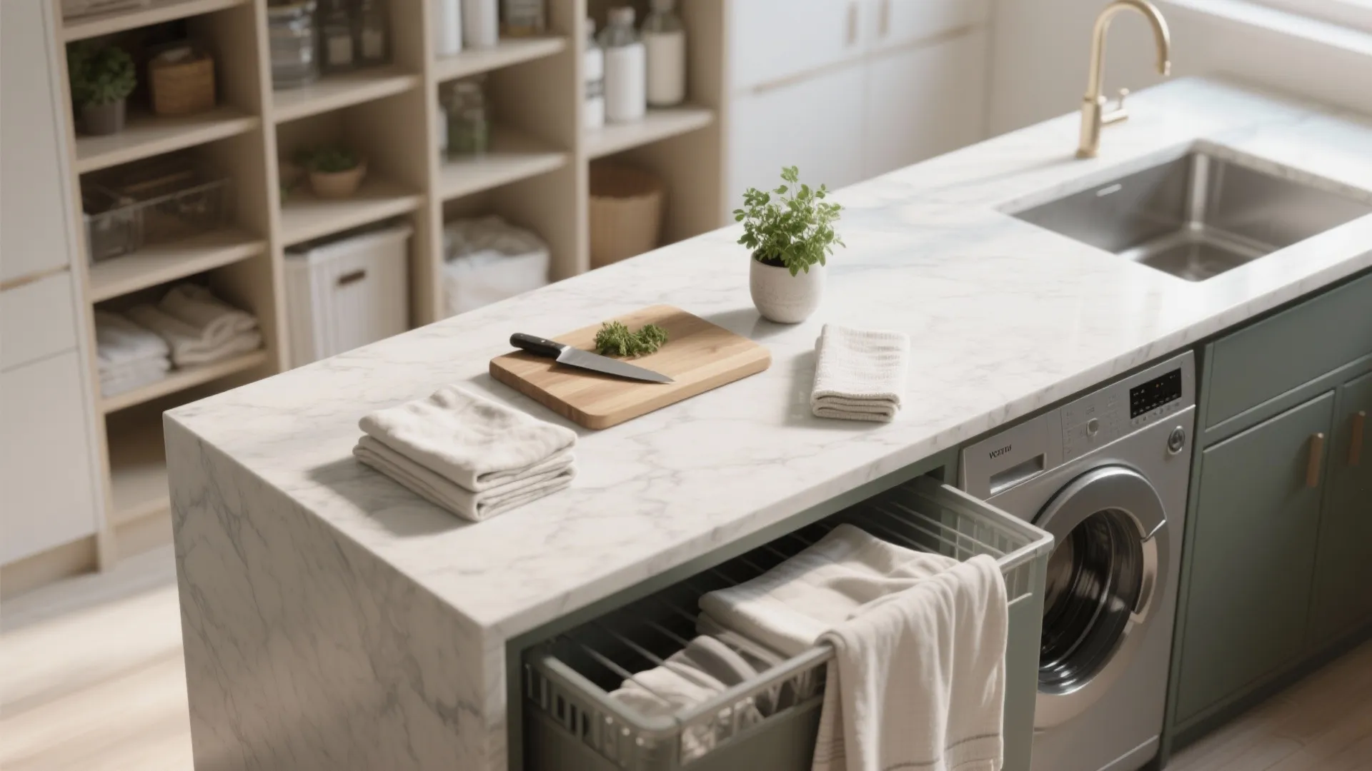 3. Dual-purpose countertop and folding station