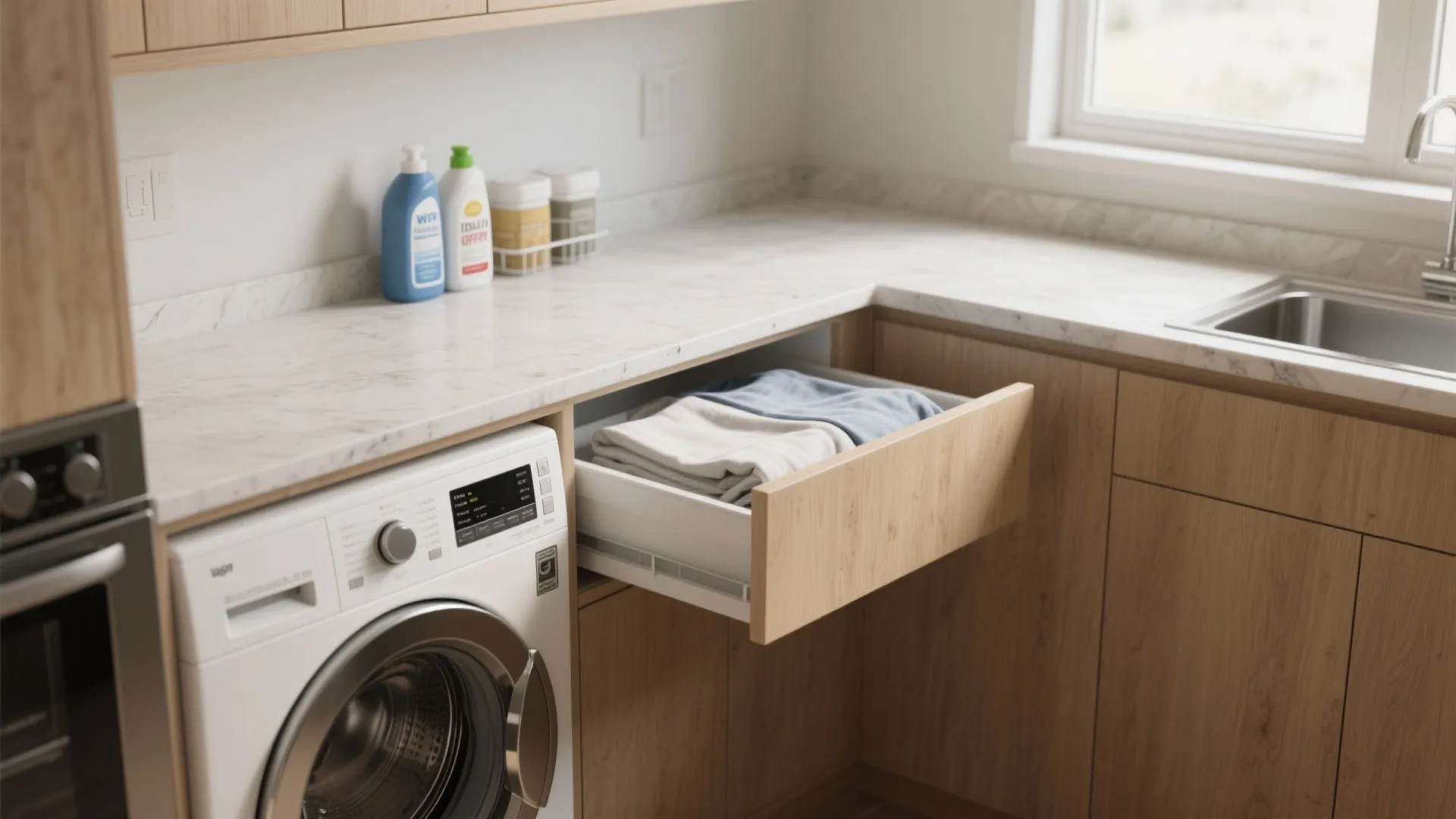 3. Countertop folding station above units