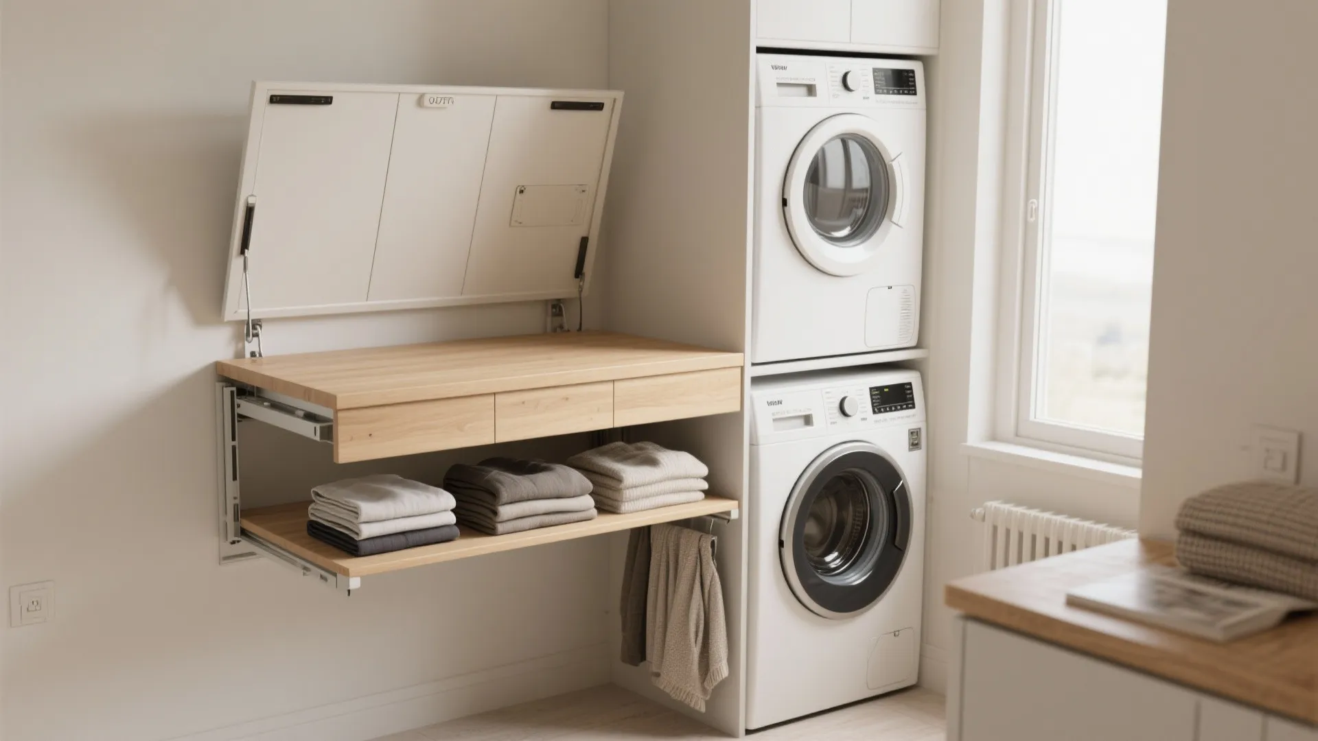 3. Counter Above Stackables: Create a Folding Station