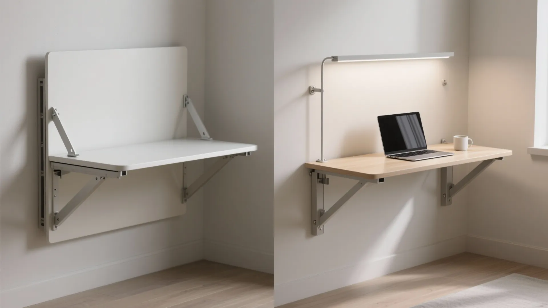 3. Folding wall-mounted corner desk — fold away when not in use