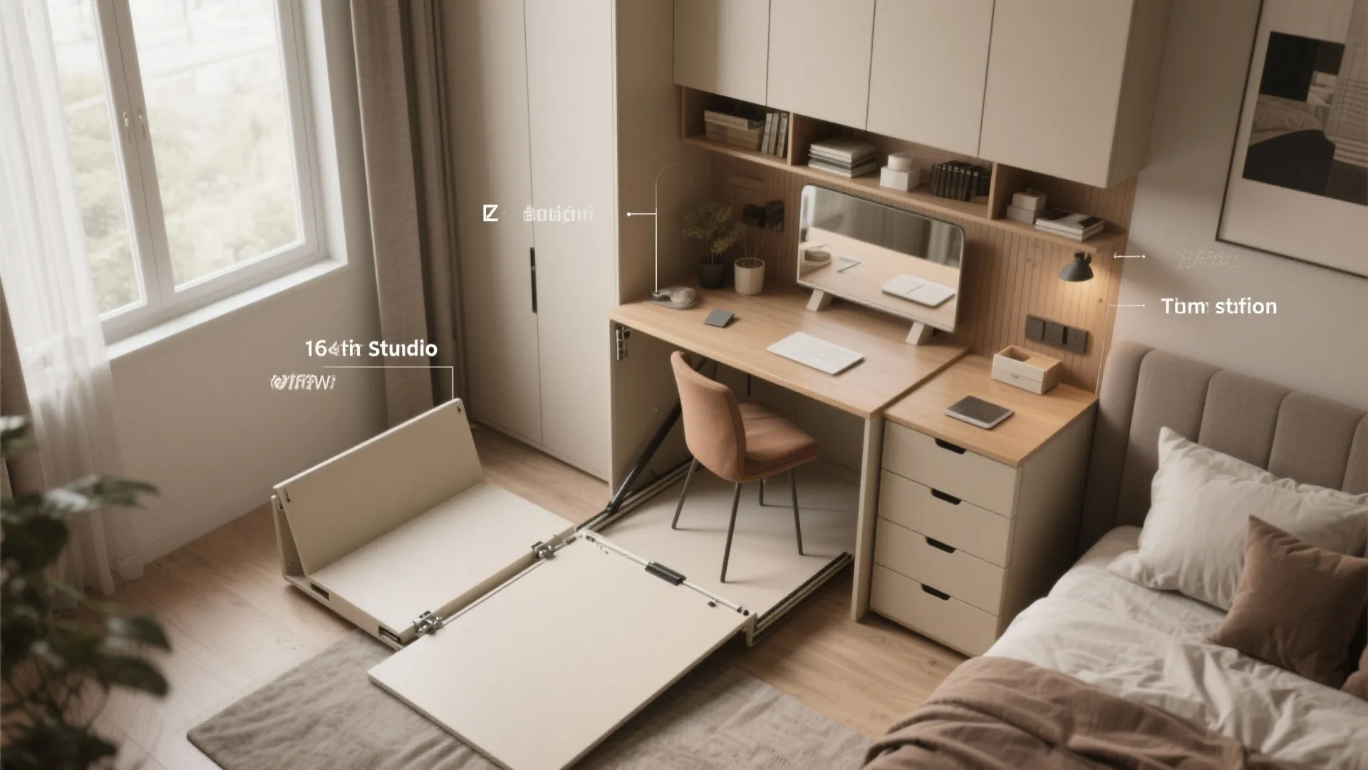 3. Multi-functional furniture — desks that fold into dressers