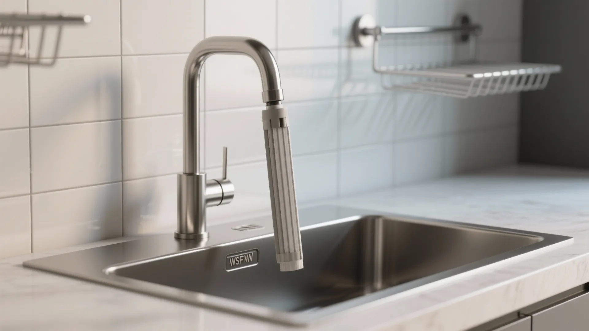 3. Folding faucet and wall-mounted storage