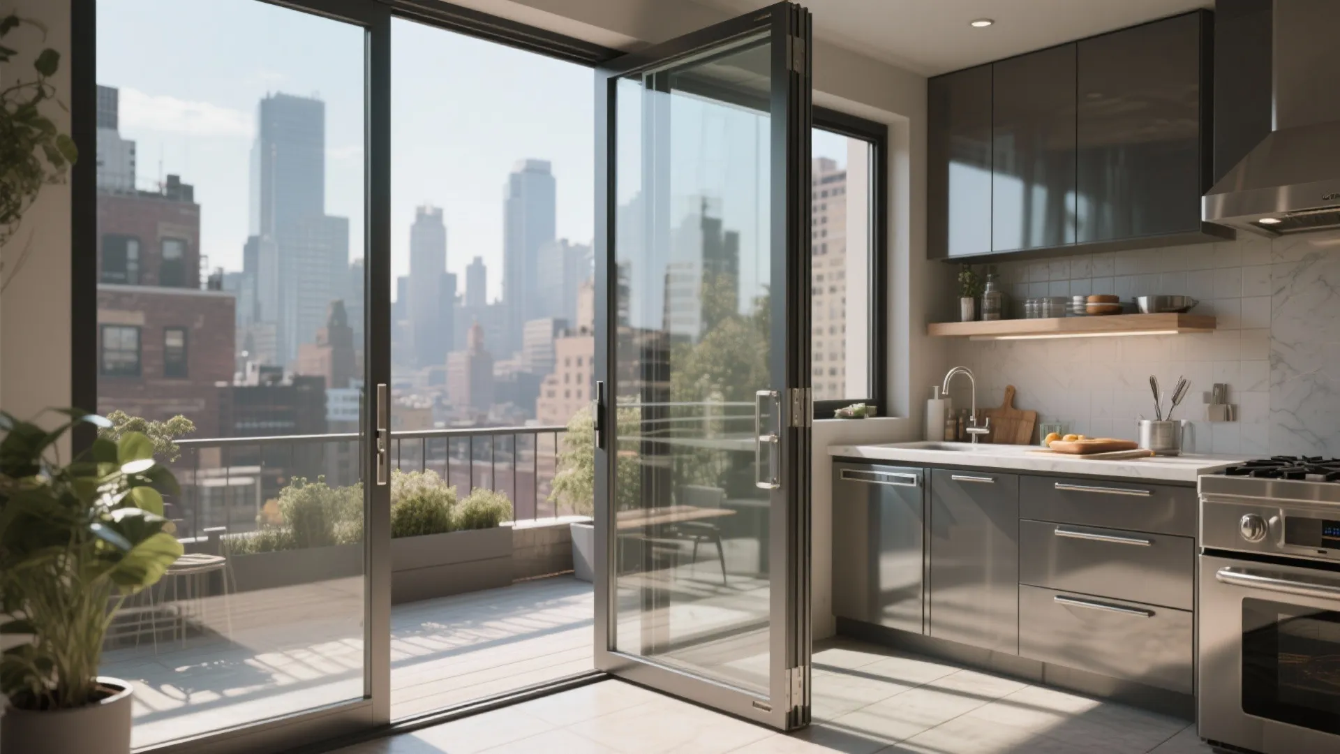 1. Folding glass doors for seamless indoor-outdoor flow