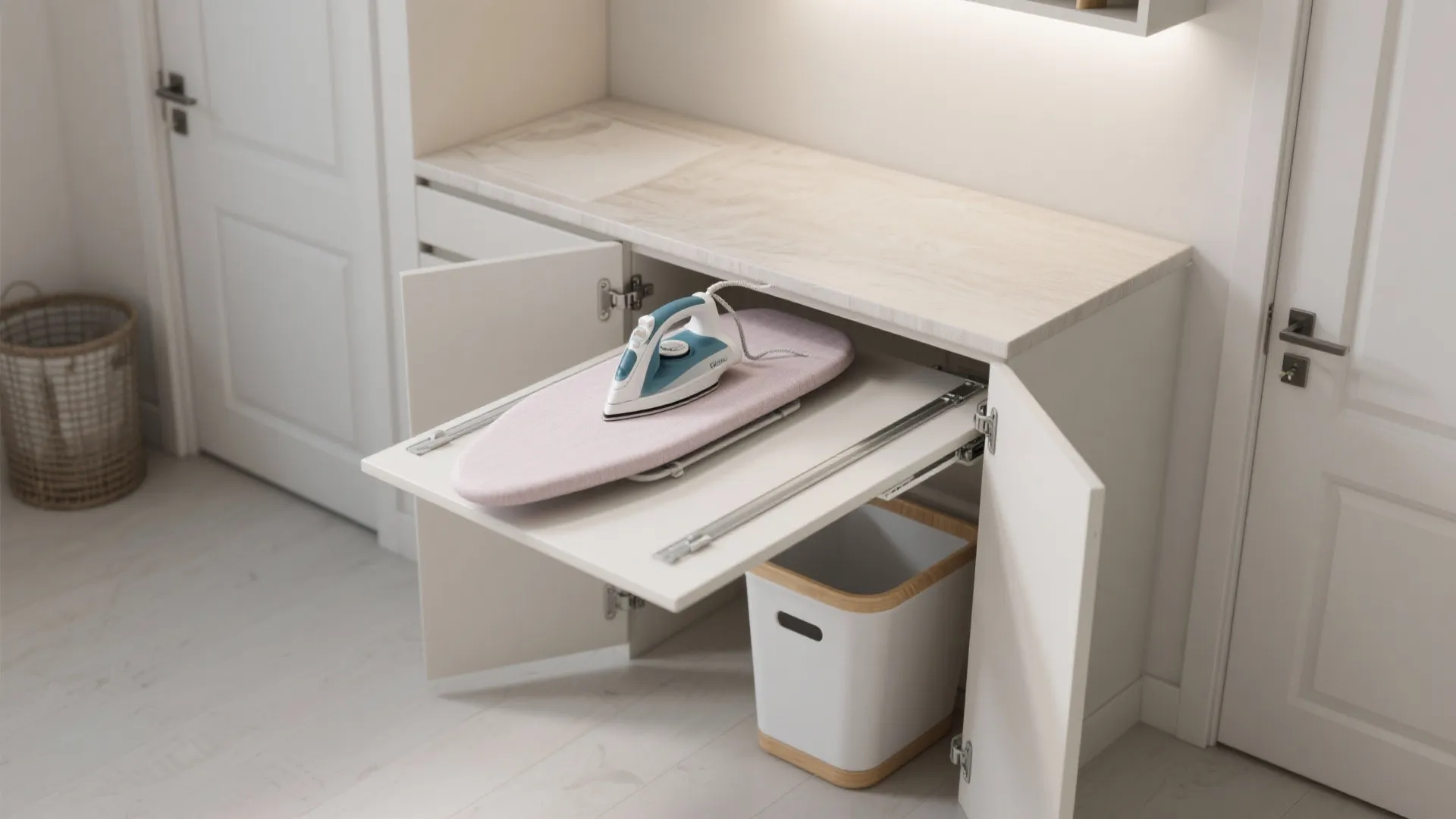2. Folding counter that doubles as an ironing station