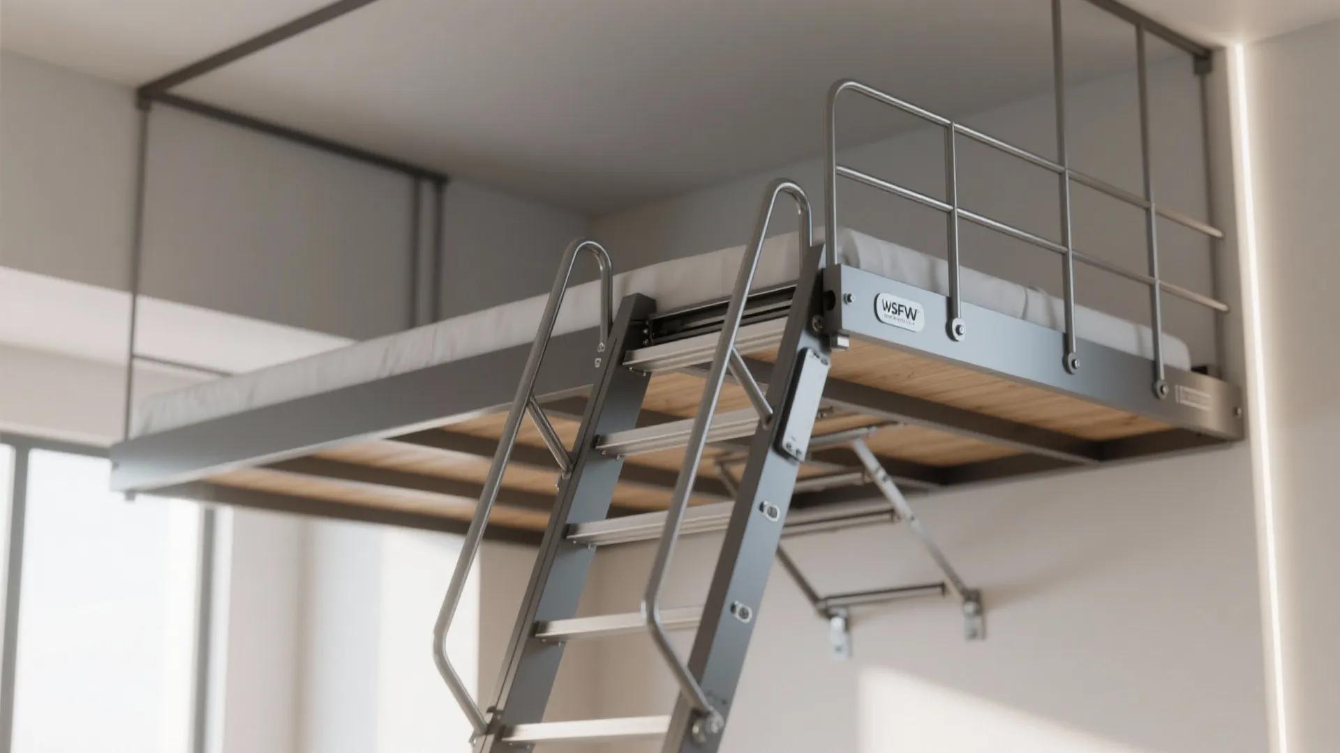 4. Folding loft: retractable ladders and convertible rails