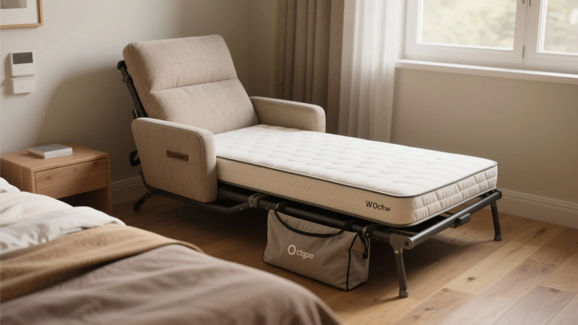 1. Folding Lounge-to-Bed Chair