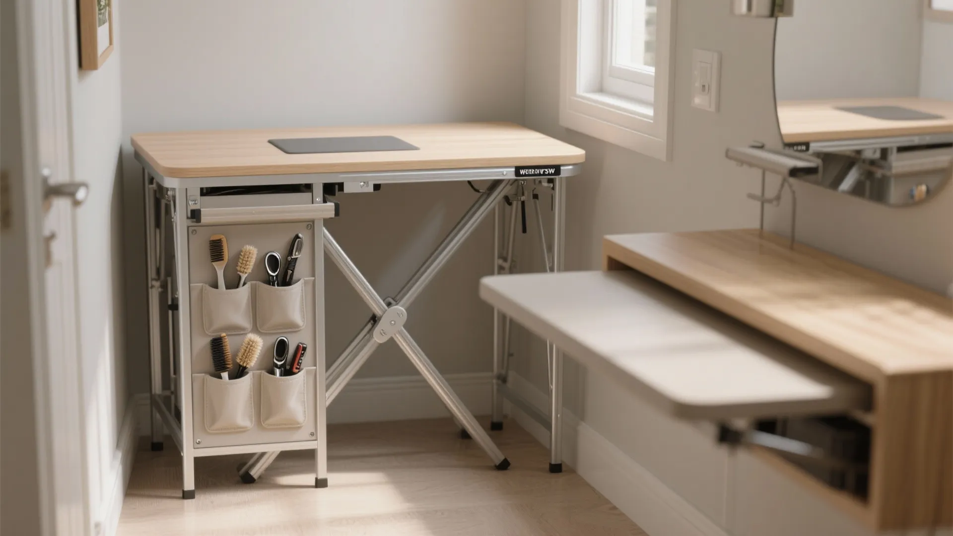5. Folding multi-use table with storage