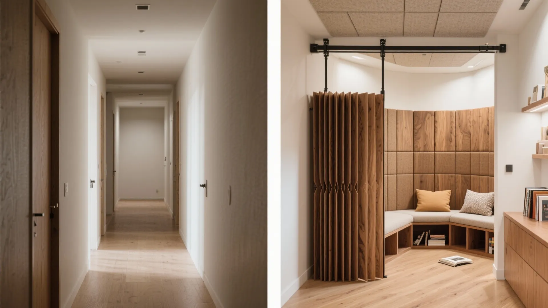 Multi-functional folding partitions for flexible living