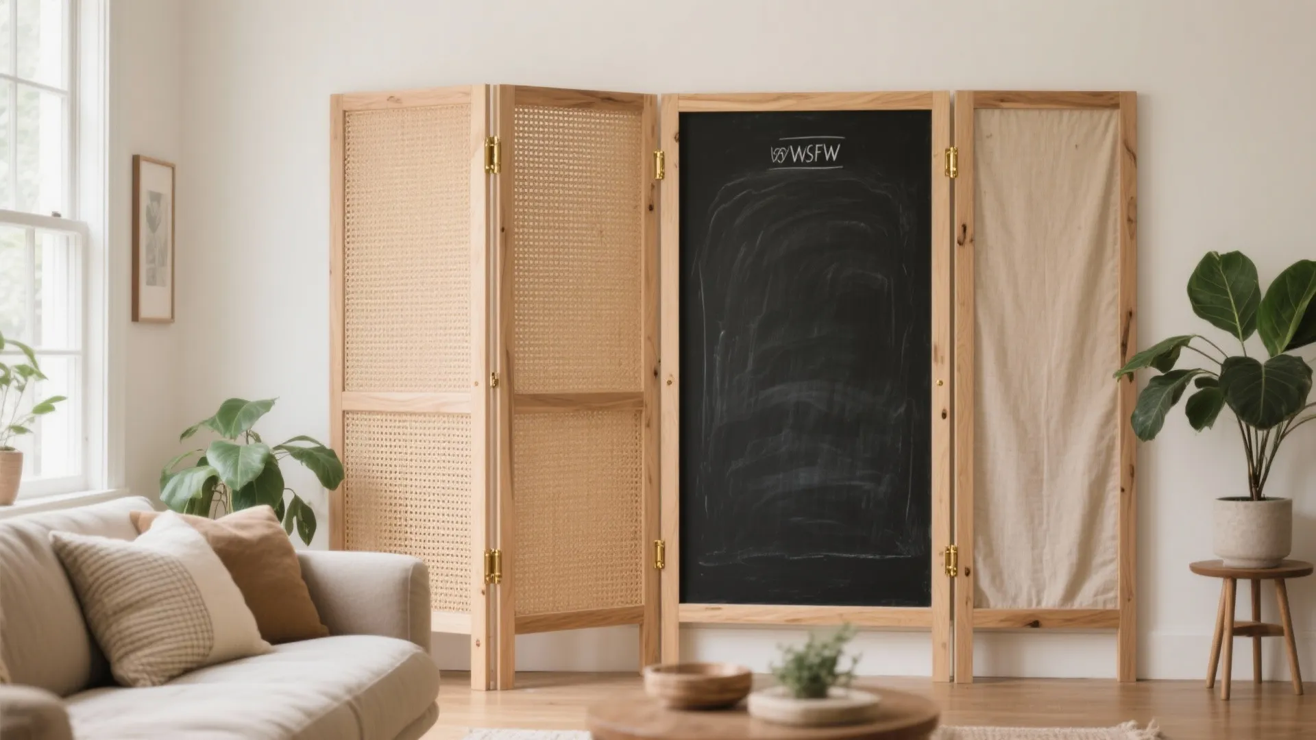 Folding screen with a twist (shoji, cane, or chalkboard)