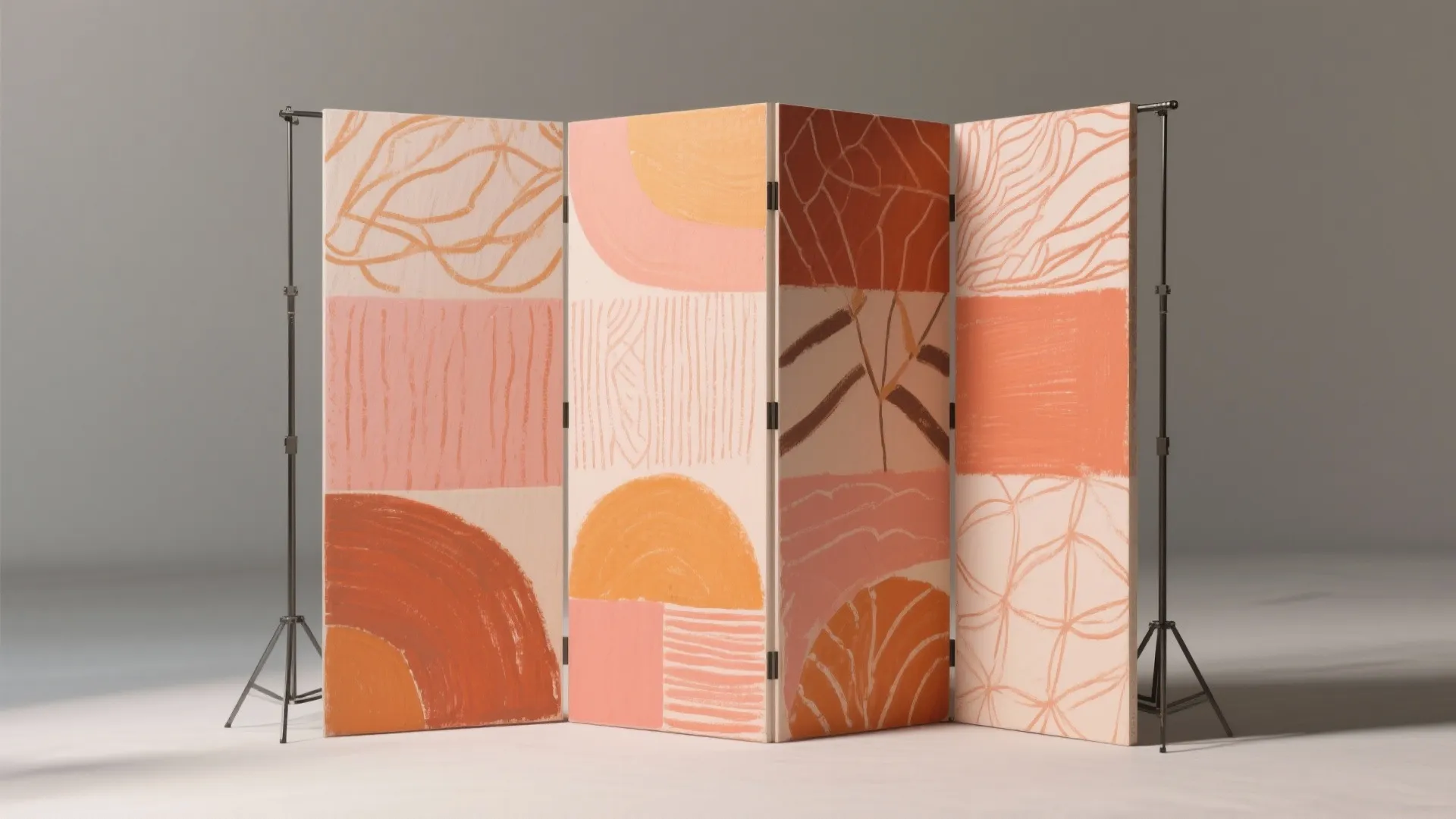 4. Folding painted screen with mixed patterns