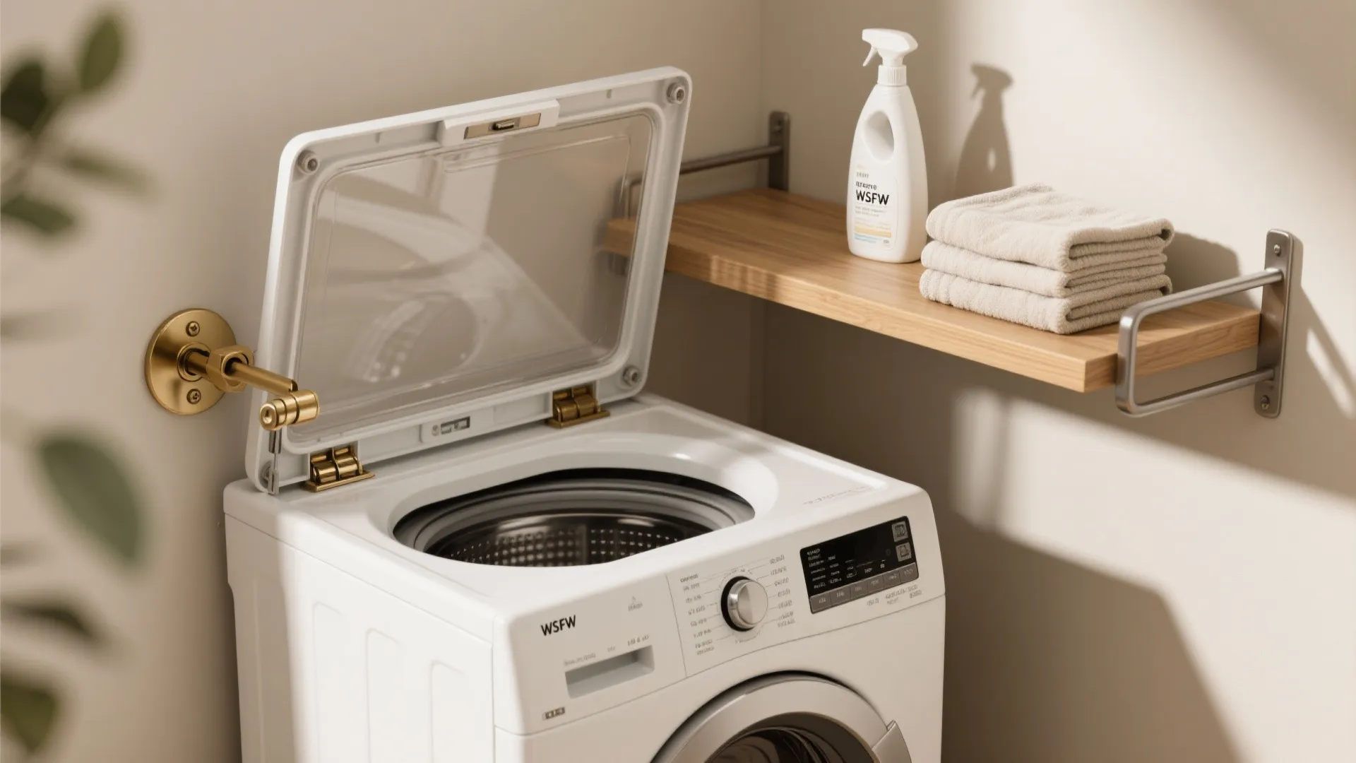 1. Wall-Mounted Folding Shelf with Lid Clearance