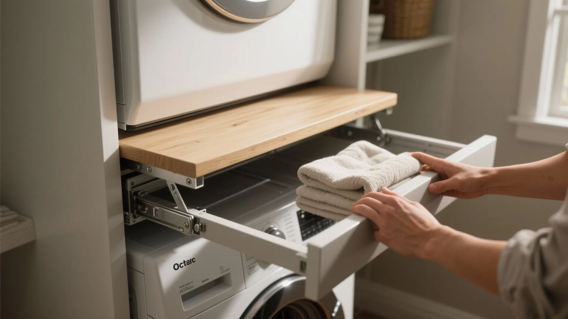 2. Pull-out Folding Shelf: A slim, fold-down ledge for instant workspace