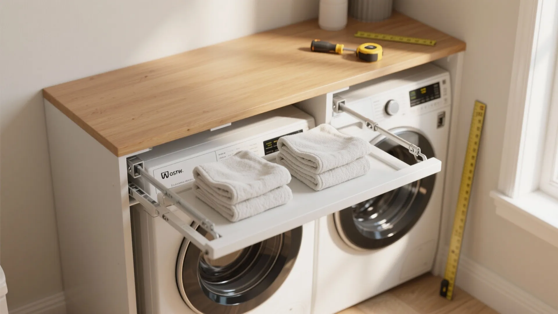 1. Build a folding shelf that flips down