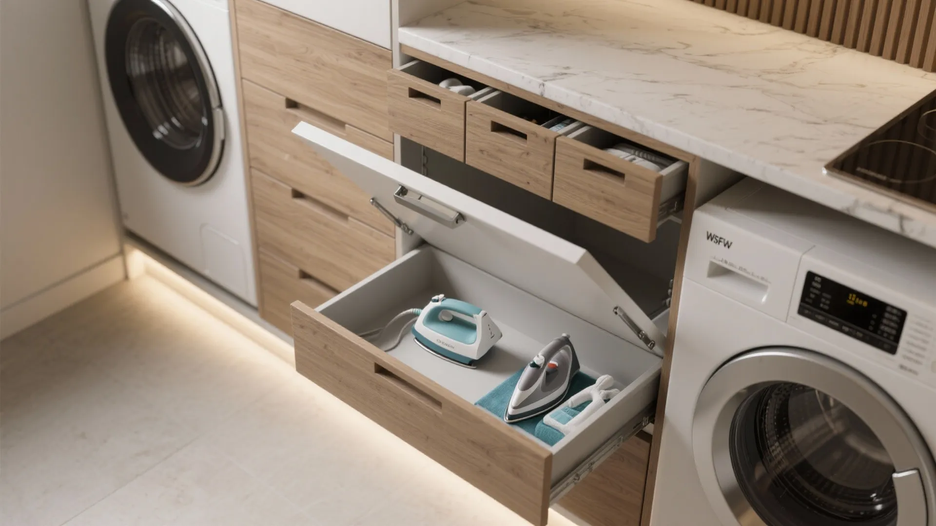 2. Built-in folding station that doubles as cabinetry