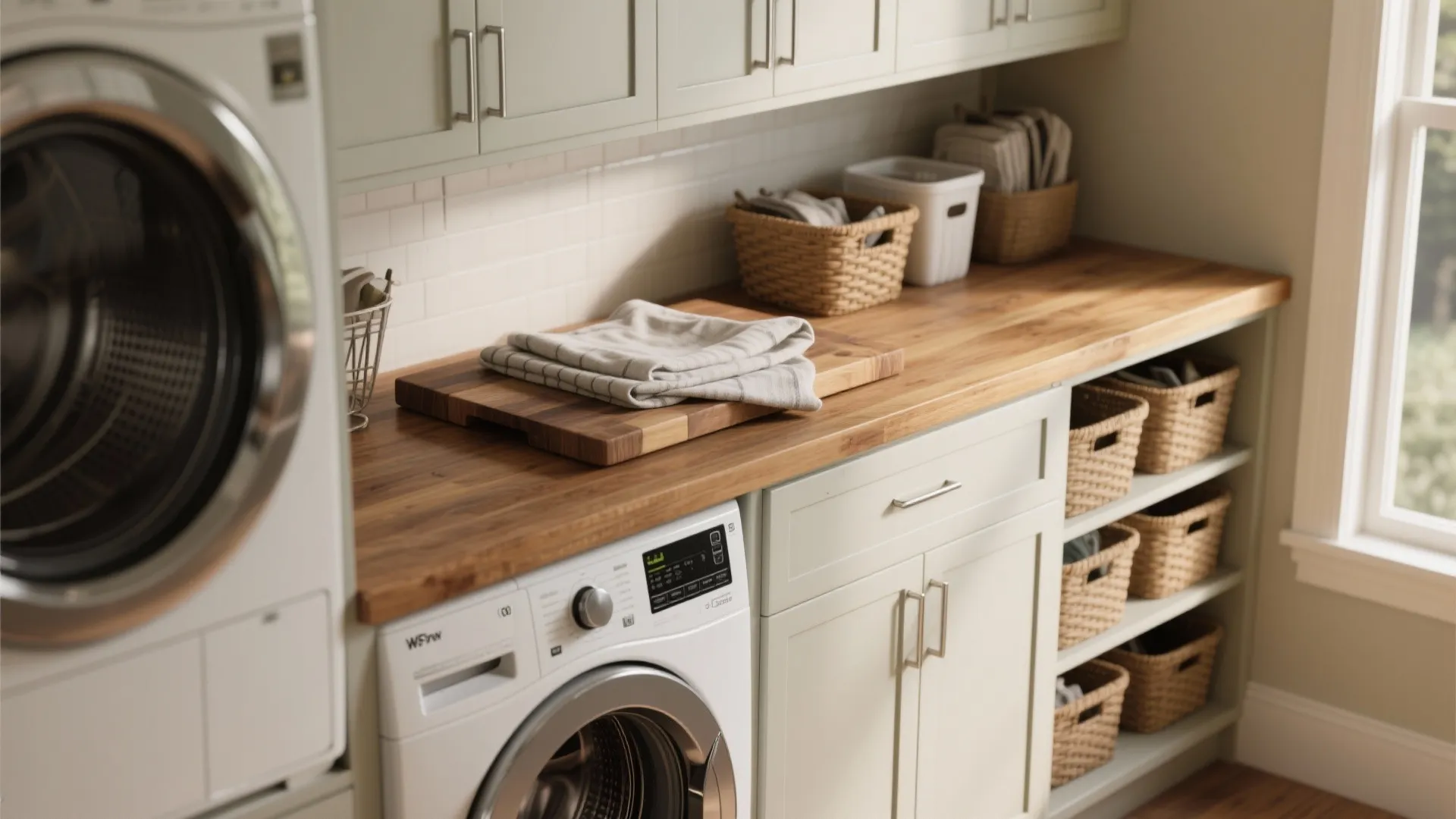 3. Countertop Folding Station (with Storage Beneath)