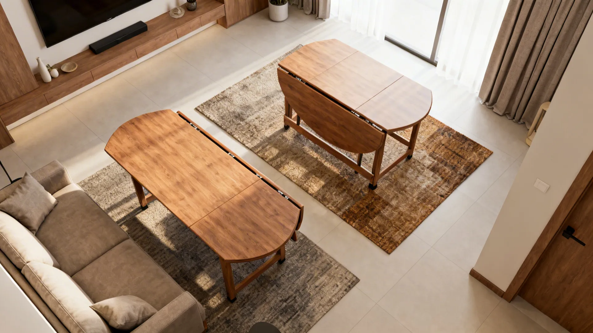 4. Folding Table & Zoned Rugs