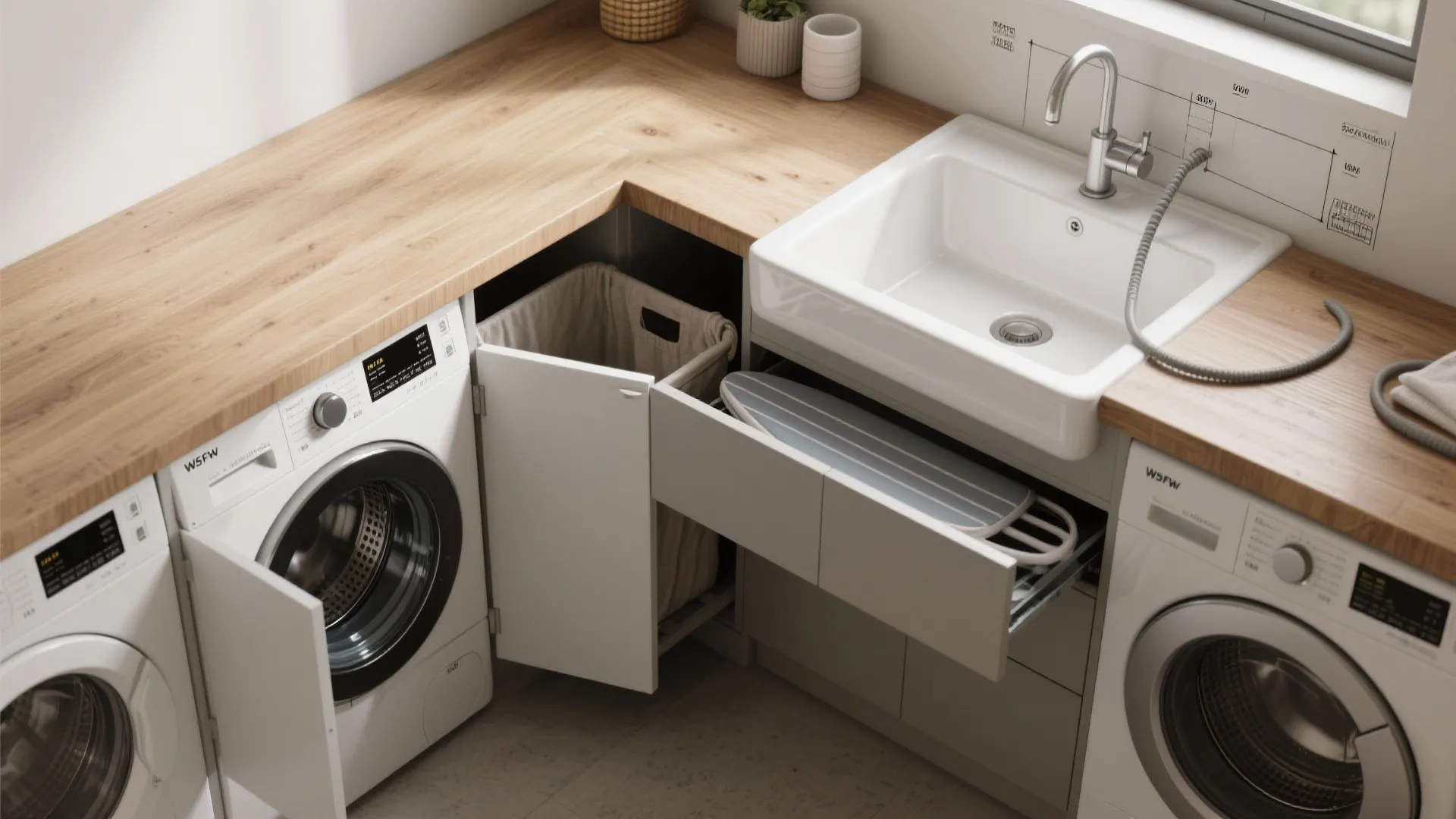 3. Convertible Countertop: Folding Station that Doubles as Vanity