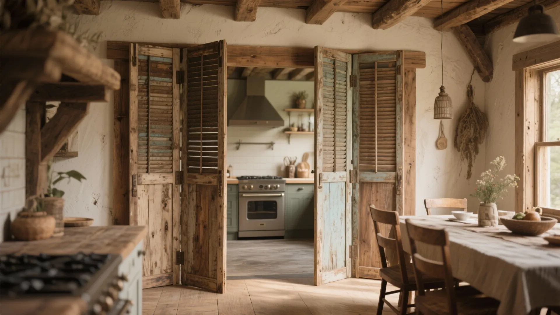 Folding wooden screens