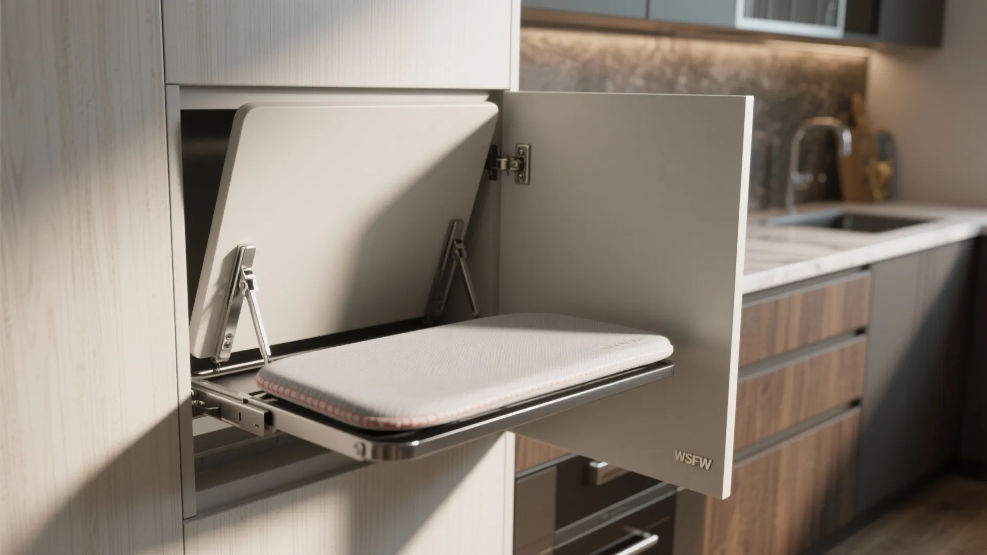 3. Fold-out ironing station and multi-use counter