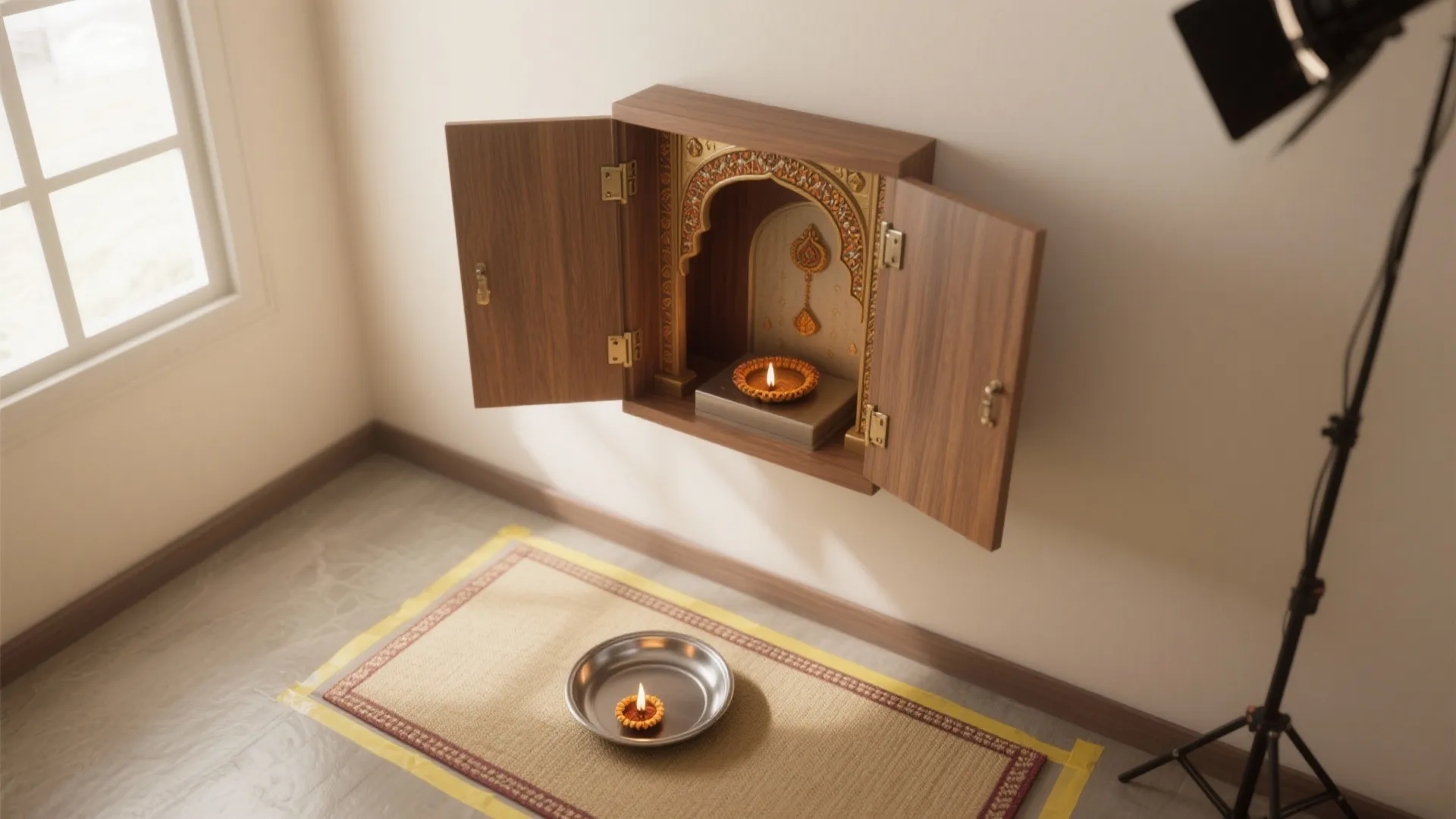 Fold-out Wall Shrine for Ultra-Compact Homes