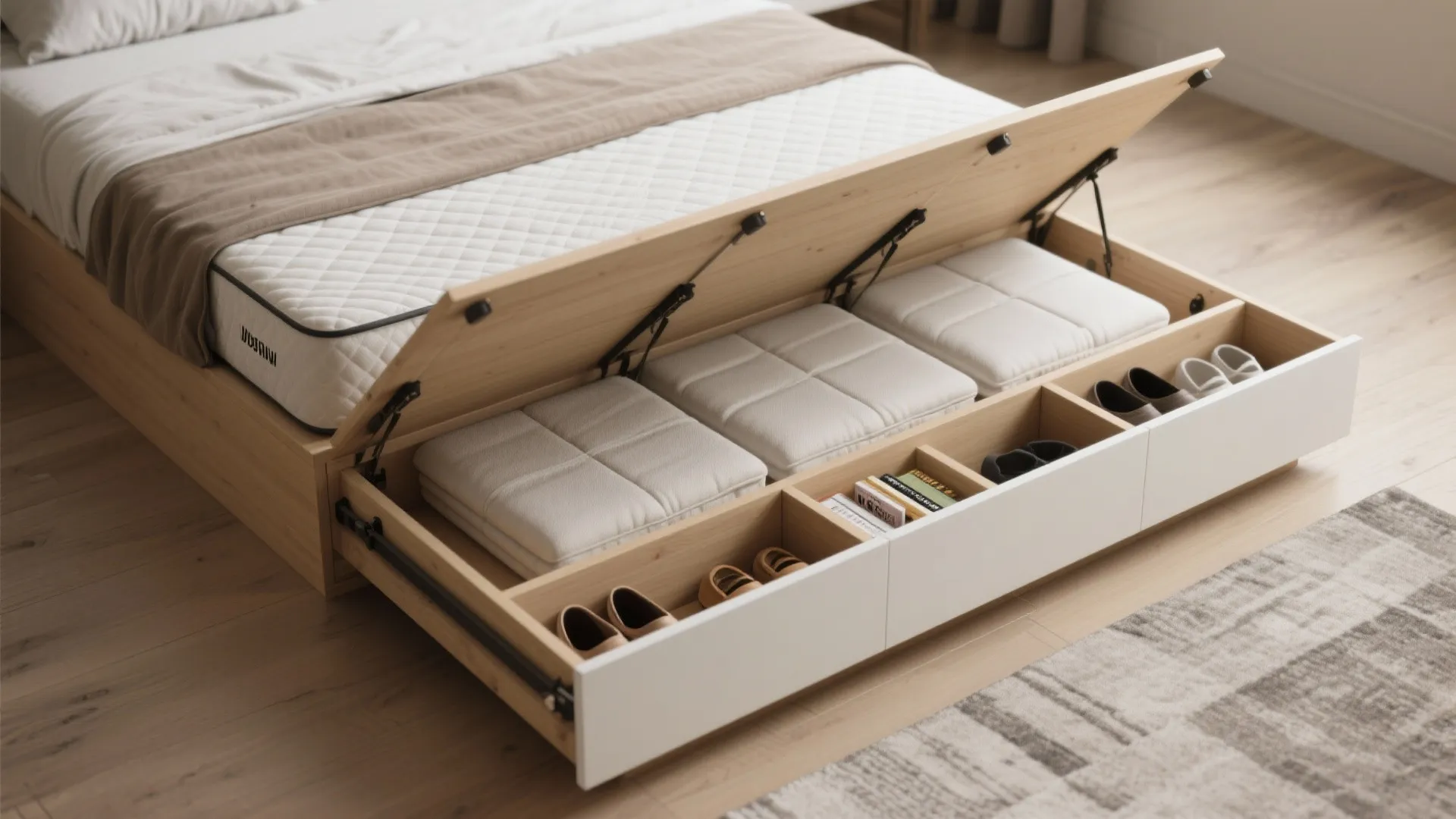 5. Fold-Up Floor Mattress with Built-In Storage