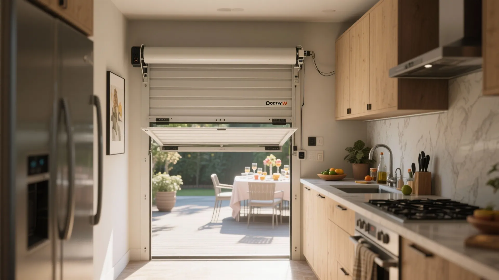 1. Fold-up Garage Door Window for Indoor-Outdoor Flow