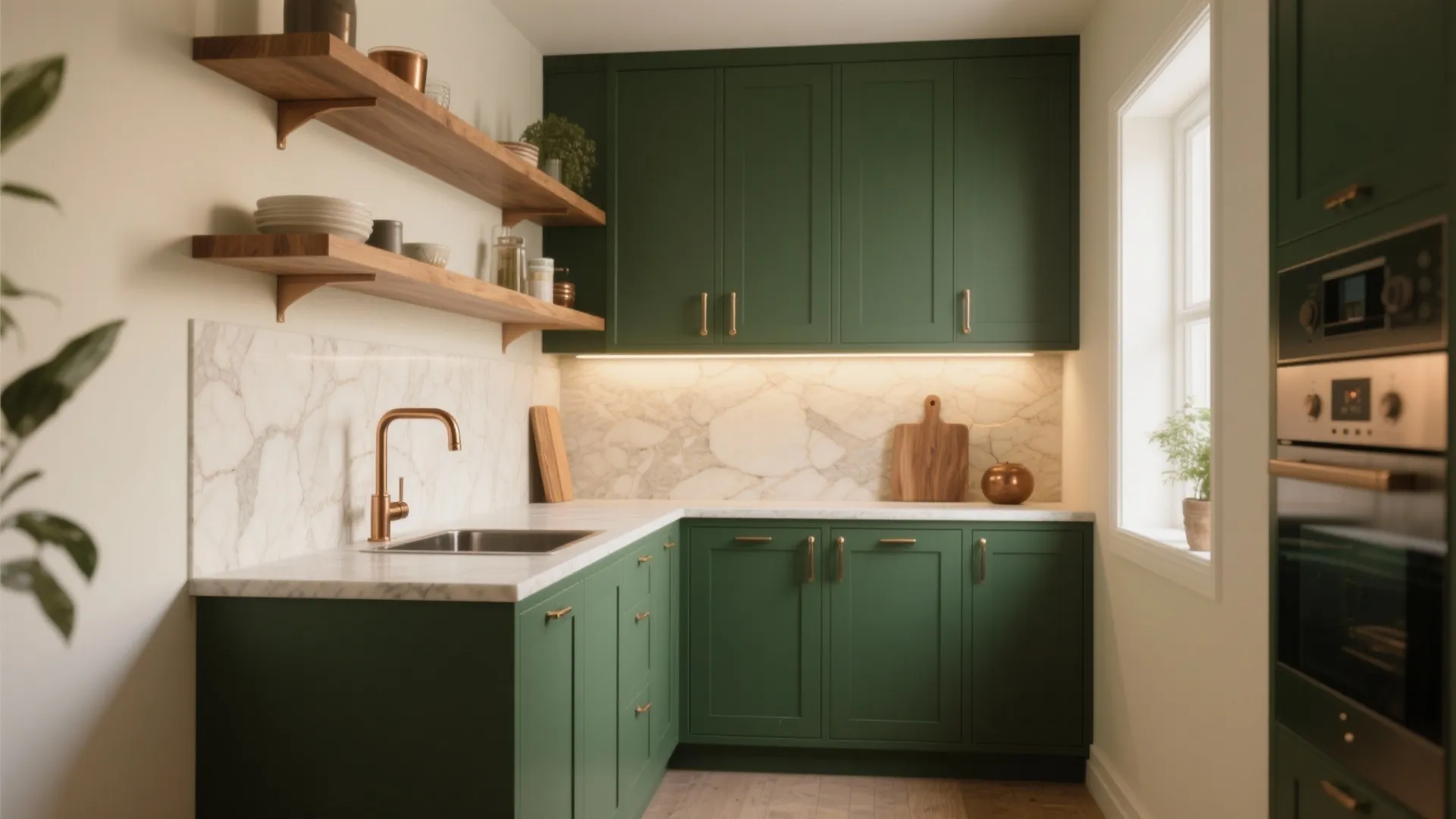 Forest Green + Cream + Bronze (A Cozy, Confident Kitchen)