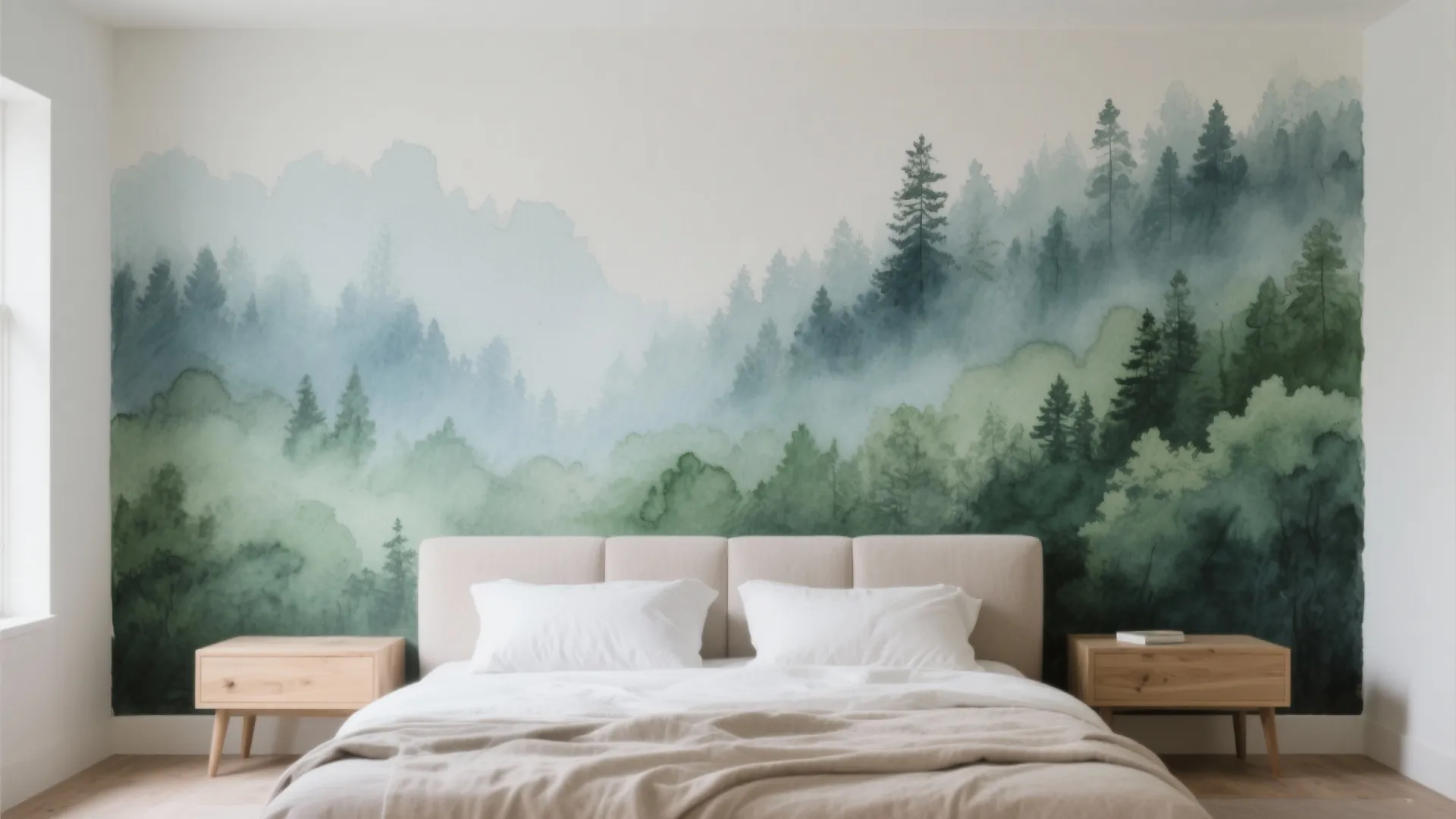 Watercolor Forest Gradient Wall