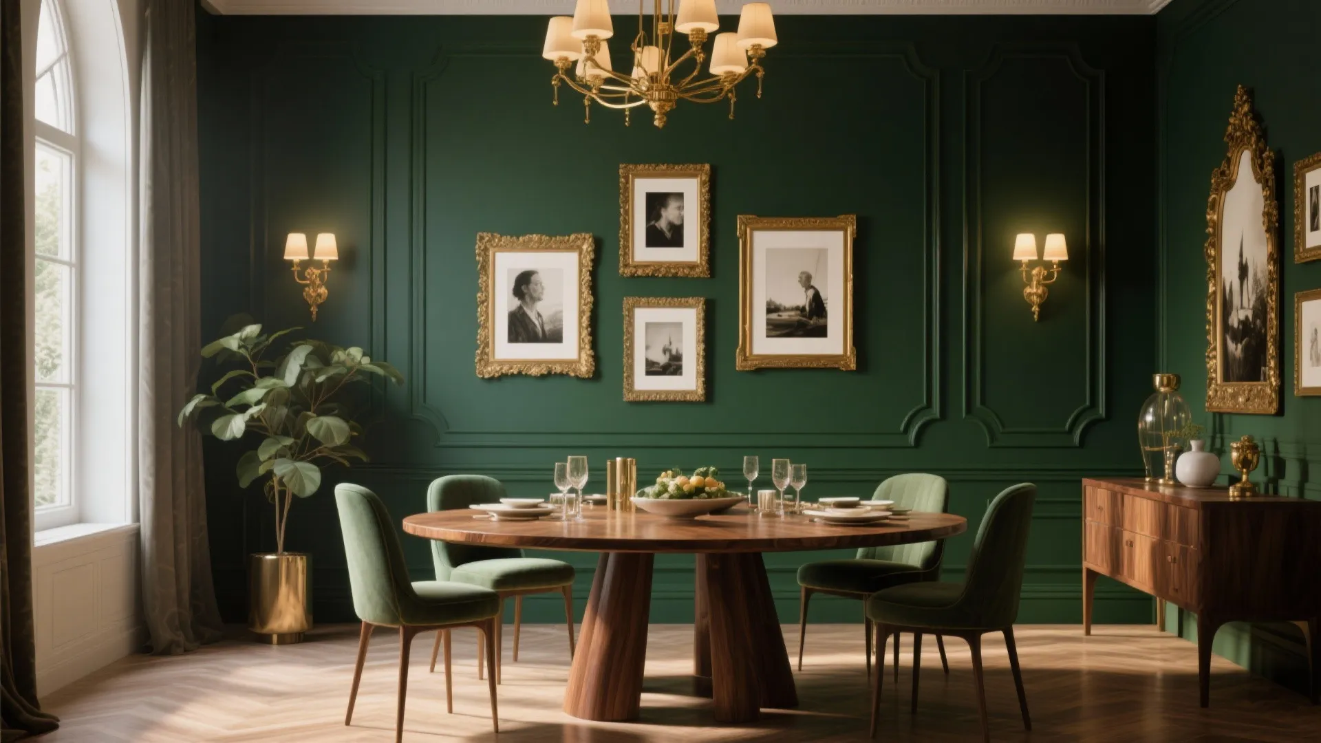 9. Deep Forest Green & Gold Highlights