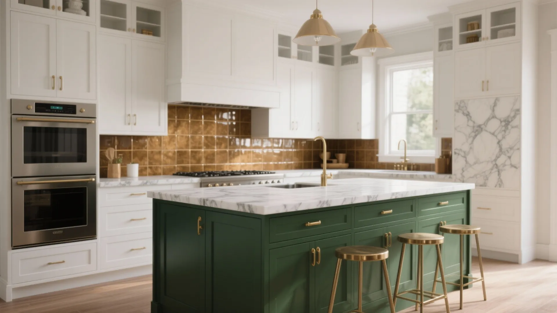 3. Forest Green Island for a Rich, Organic Vibe