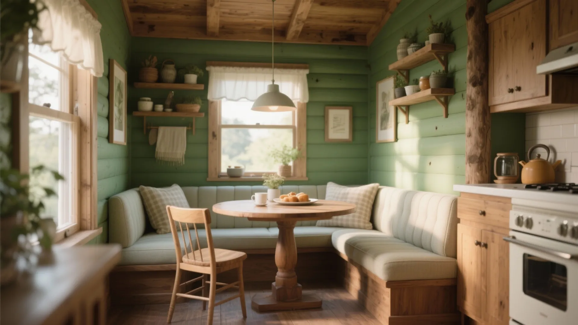 6. Forest Green Breakfast Nook