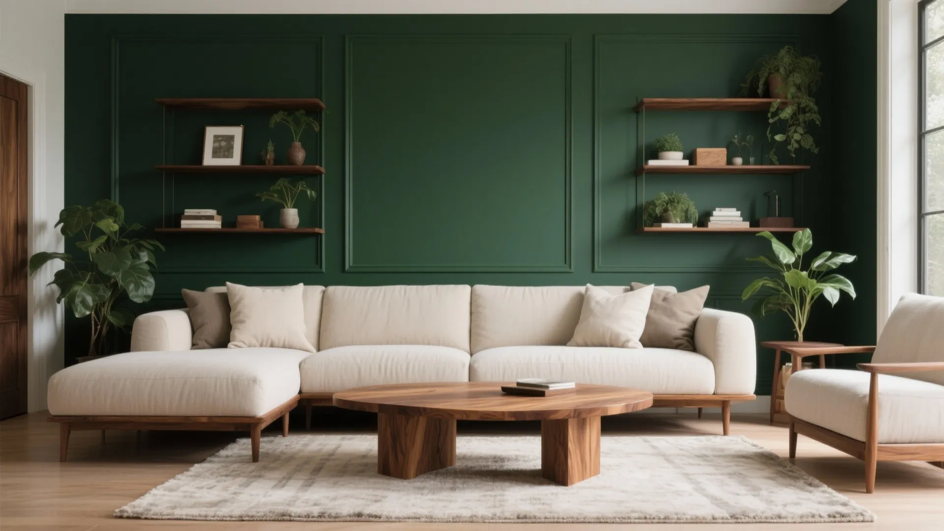 Deep Forest Green + Natural Wood Grain