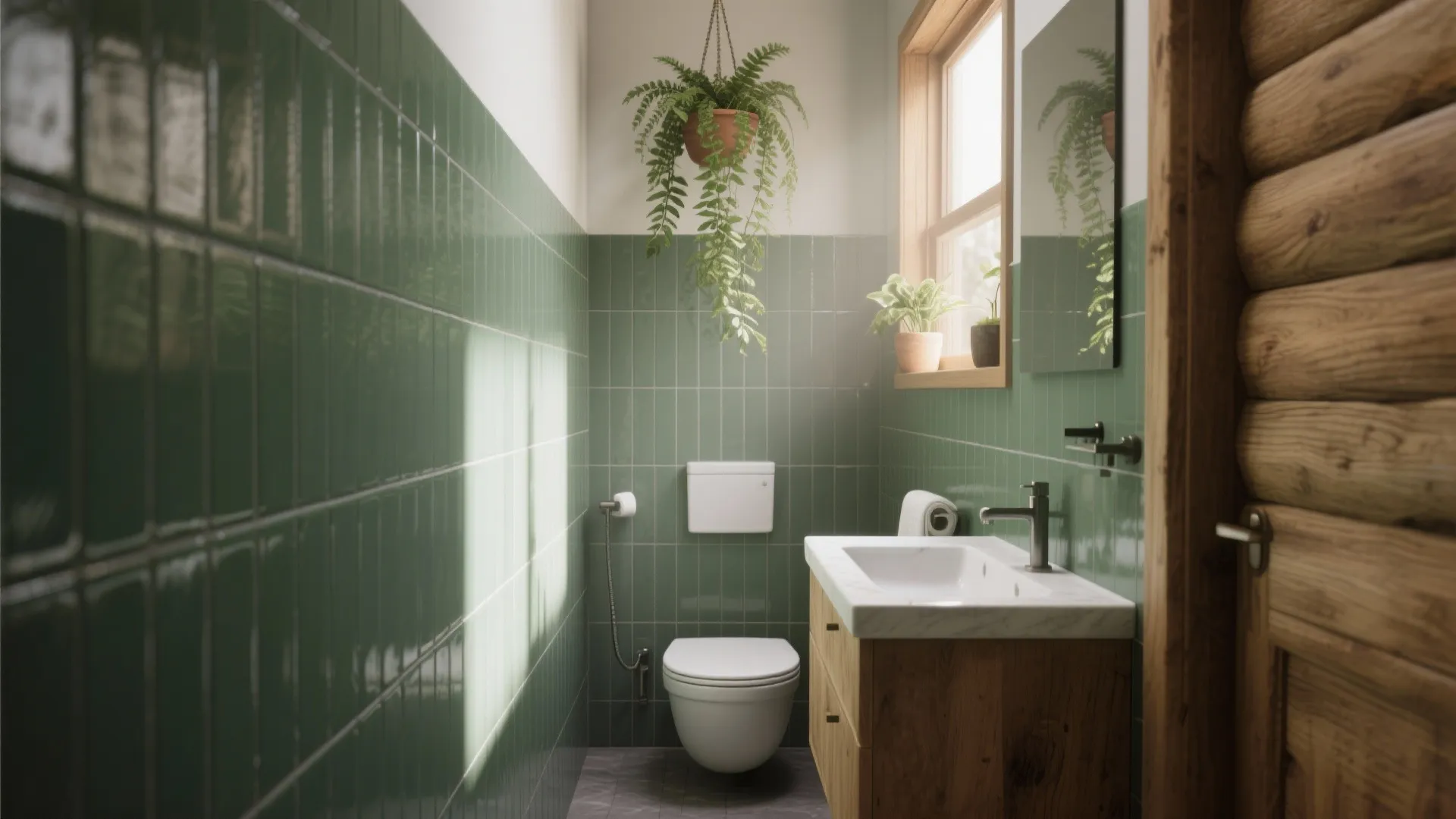 1. Forest Retreat with Matte Green Subway