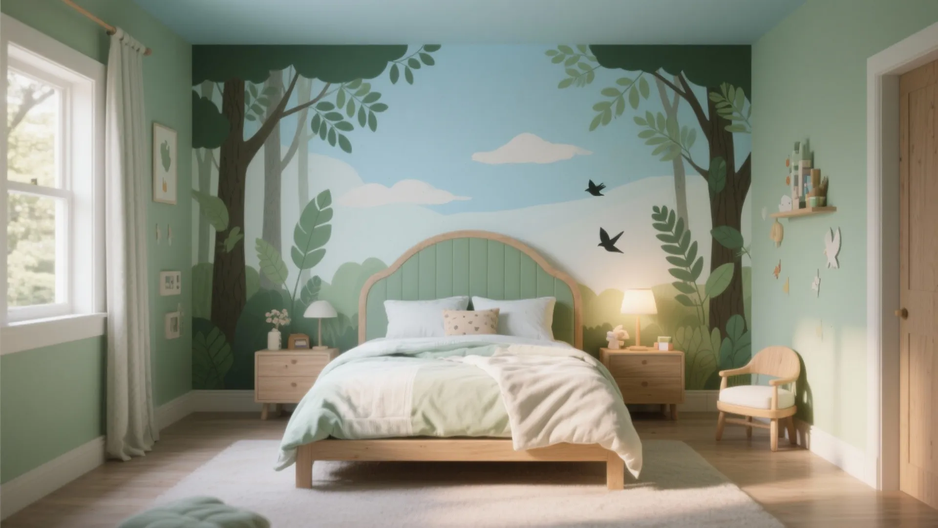 Nature-Inspired Forest & Sky Room
