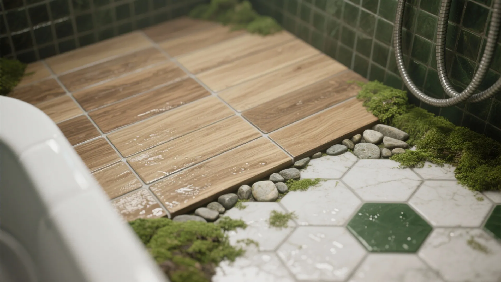 3. Choose forest-inspired tiles for texture