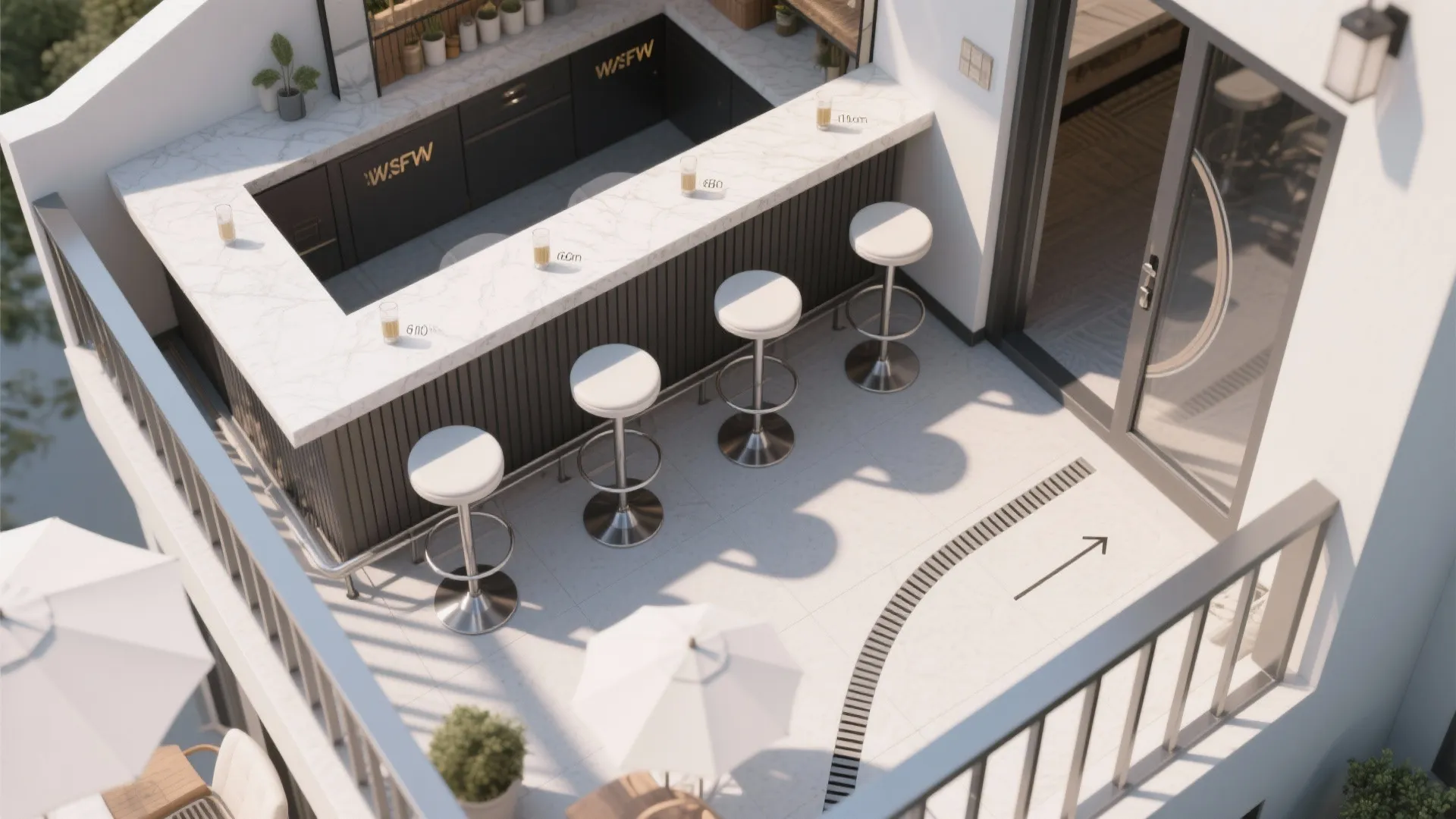 All-weather bar for four (compact café setup)