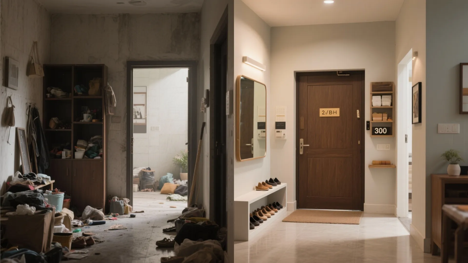 Smart storage in the foyer and bedrooms