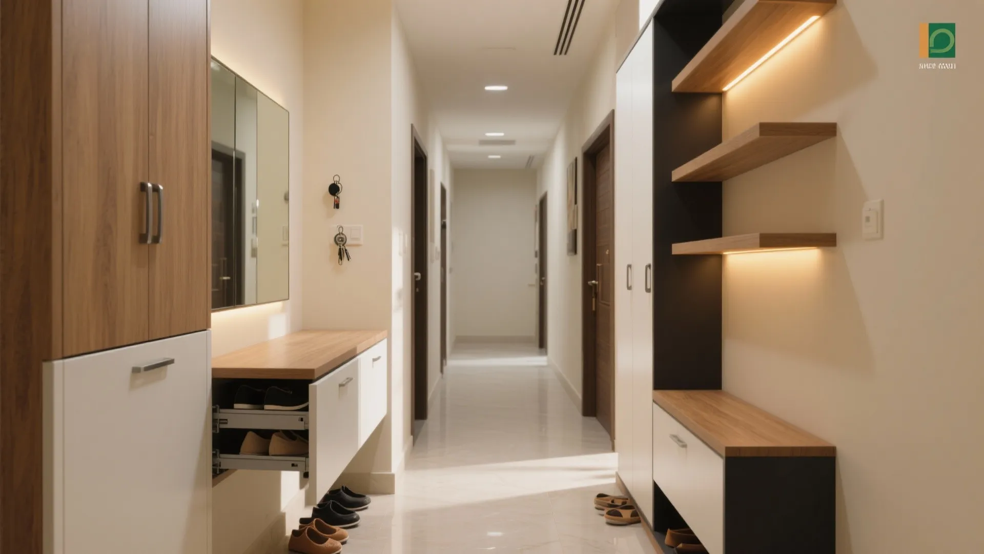 Space-smart foyer and corridor