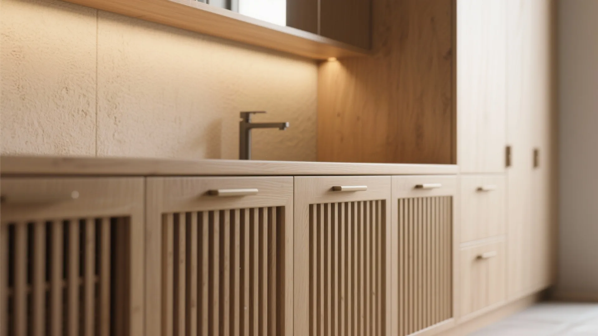 Entry and hallway edge: lighting, hidden storage, and a breathable shoe bench