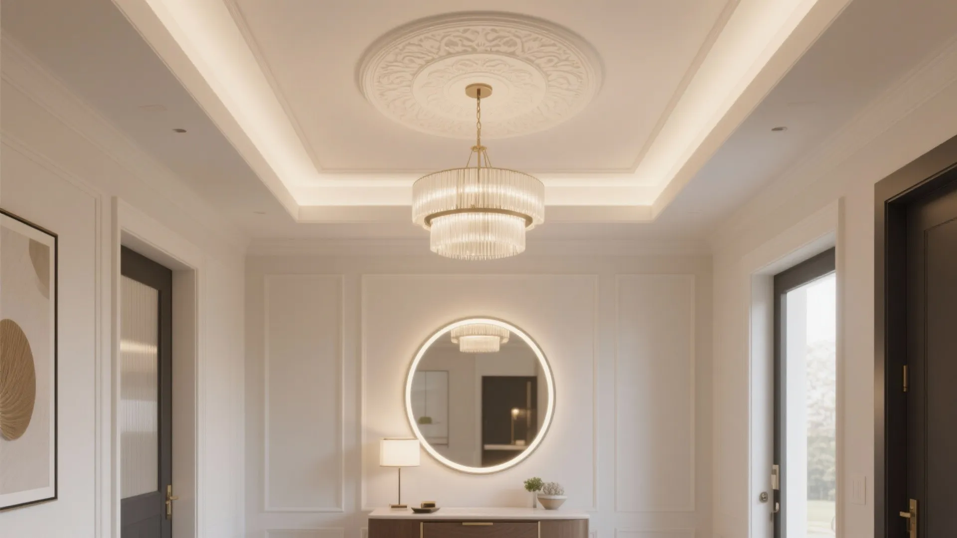 Accent ceiling medallion and perimeter wash