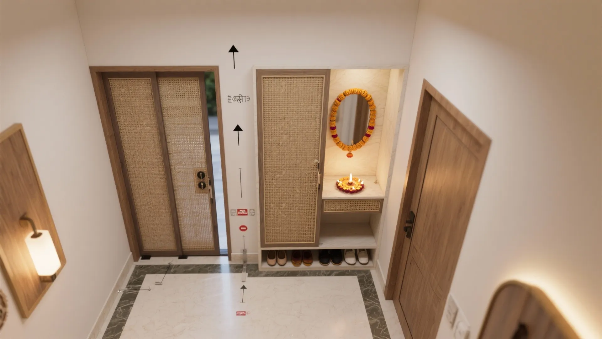 Sliding-Door Pooja Cabinet in the Foyer